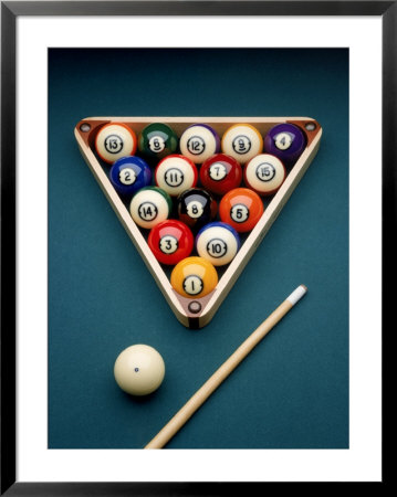 Billiard Balls In Rack With Pool Stick by Richard Harris Pricing Limited Edition Print image