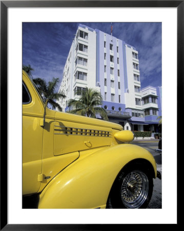 Ocean Drive With Classic Hot Rod, South Beach, Miami, Florida, Usa by Robin Hill Pricing Limited Edition Print image