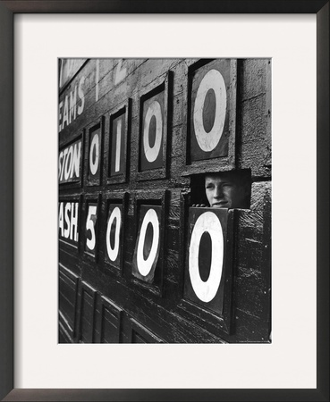 Boy Running Scoreboard At Griffith Stadium During The Baseball Game by Hank Walker Pricing Limited Edition Print image