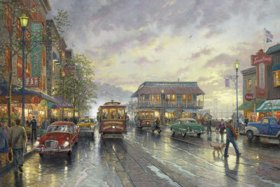 City By The Bay, Sunset On Fisherman's Wharf, Sf - Ap by Thomas Kinkade Pricing Limited Edition Print image