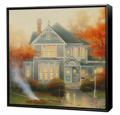 Amber Afternoon - Framed Fine Art Print On Canvas - Black Frame by Thomas Kinkade Pricing Limited Edition Print image