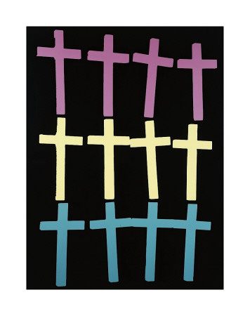 Crosses, C.1981-82 (Rows Of Pink, Yellow, Teal) by Andy Warhol Pricing Limited Edition Print image