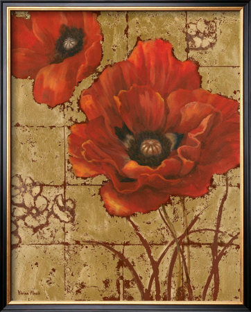 Poppies On Gold Ii by Vivian Flasch Pricing Limited Edition Print image