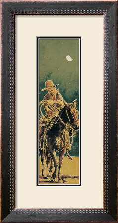 Cowboy Under A Half Moon by Michael Swearngin Pricing Limited Edition Print image
