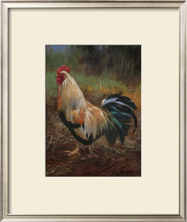 White And Green Rooster by Nenad Mirkovich Pricing Limited Edition Print image