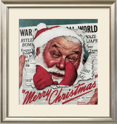 Santa's In The News by Norman Rockwell Pricing Limited Edition Print image