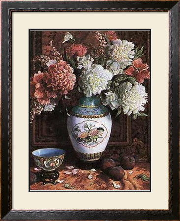 Peonies With Plums And Antiques by Glenna Kurz Pricing Limited Edition Print image