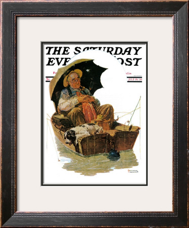 Gone Fishing Saturday Evening Post Cover, July 19,1930 by Norman Rockwell Pricing Limited Edition Print image