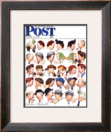 Chain Of Gossip Saturday Evening Post Cover, March 6,1948 by Norman Rockwell Pricing Limited Edition Print image