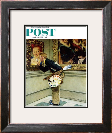 Art Critic Saturday Evening Post Cover, April 16,1955 by Norman Rockwell Pricing Limited Edition Print image