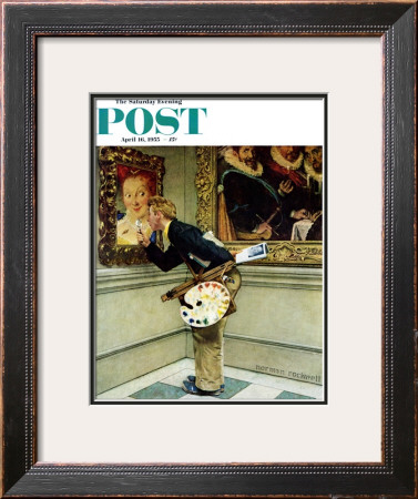 Art Critic Saturday Evening Post Cover, April 16,1955 by Norman Rockwell Pricing Limited Edition Print image