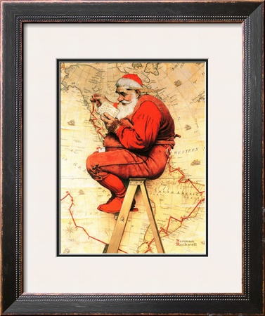 Santa At The Map, December 16,1939 by Norman Rockwell Pricing Limited Edition Print image