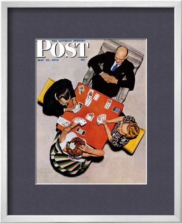 Bridge Game Or Playing Cards Saturday Evening Post Cover, May 15,1948 by Norman Rockwell Pricing Limited Edition Print image