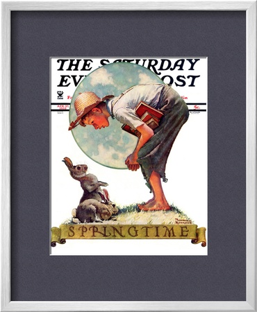 Springtime, 1935 Boy With Bunny Saturday Evening Post Cover, April 27,1935 by Norman Rockwell Pricing Limited Edition Print image