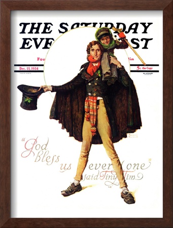 Tiny Tim Or God Bless Us Everyone Saturday Evening Post Cover, December 15,1934 by Norman Rockwell Pricing Limited Edition Print image