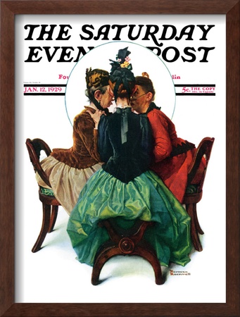 Three Gossips Saturday Evening Post Cover, January 12,1929 by Norman Rockwell Pricing Limited Edition Print image