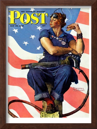 Rosie The Riveter Saturday Evening Post Cover, May 29,1943 by Norman Rockwell Pricing Limited Edition Print image