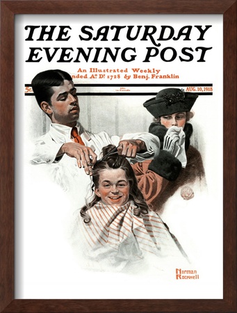 First Haircut Saturday Evening Post Cover, August 10,1918 by Norman Rockwell Pricing Limited Edition Print image