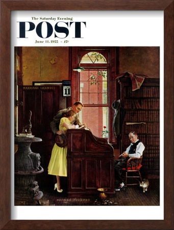 Marriage License Saturday Evening Post Cover, June 11,1955 by Norman Rockwell Pricing Limited Edition Print image
