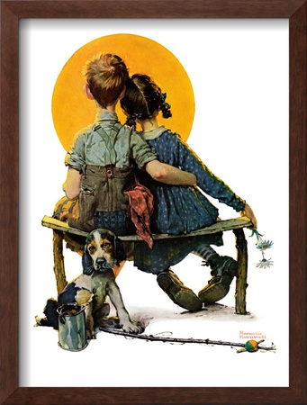 Little Spooners Or Sunset, April 24,1926 by Norman Rockwell Pricing Limited Edition Print image