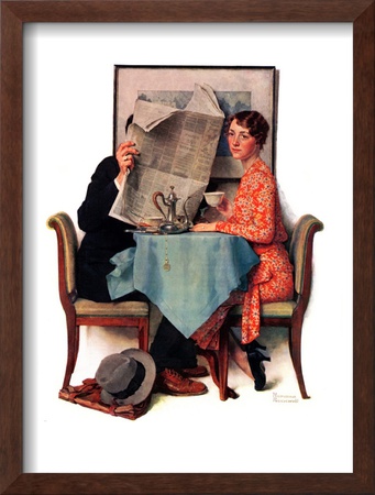 Breakfast Table Or Behind The Newspaper, August 23,1930 by Norman Rockwell Pricing Limited Edition Print image