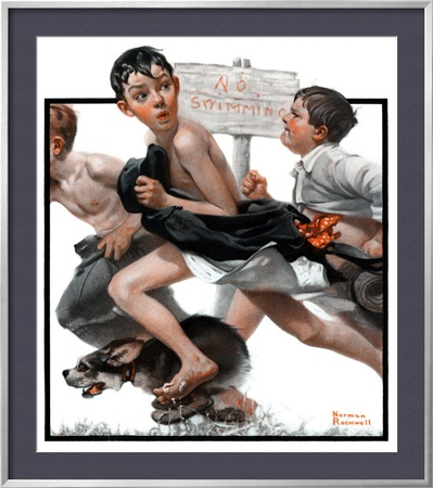 No Swimming, June 4,1921 by Norman Rockwell Pricing Limited Edition Print image