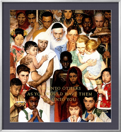 Golden Rule (Do Unto Others), April 1,1961 by Norman Rockwell Pricing Limited Edition Print image