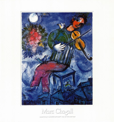 Violoniste Bleu (Embossed Seal) by Marc Chagall Pricing Limited Edition Print image