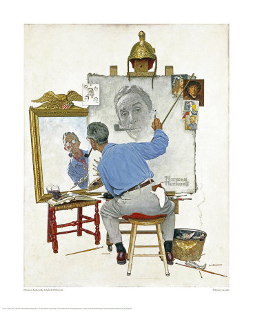 Triple Self Portrait by Norman Rockwell Pricing Limited Edition Print image