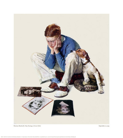 Boy Gazing At Cover Girls by Norman Rockwell Pricing Limited Edition Print image