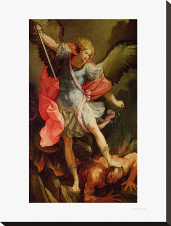 The Archangel Michael Defeating Satan by Guido Reni Pricing Limited Edition Print image