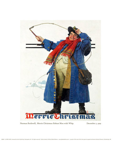 Merrie Christmas: Robust Man With Whip by Norman Rockwell Pricing Limited Edition Print image