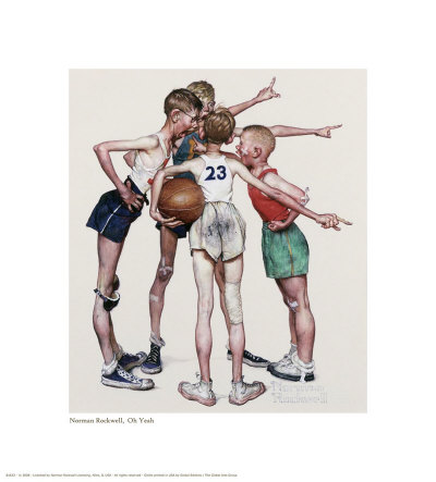 Four Sporting Boys, Oh Yeah by Norman Rockwell Pricing Limited Edition Print image