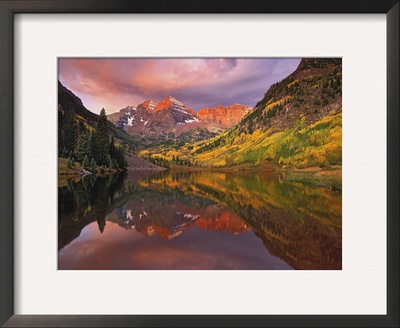 Maroon Bells Reflected On Maroon Lake At Sunrise, White River National Forest, Colorado, Usa by Adam Jones Pricing Limited Edition Print image