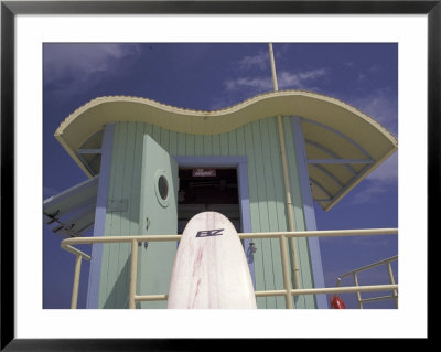 Surfboard At Lifeguard Station, South Beach, Miami, Florida, Usa by Robin Hill Pricing Limited Edition Print image