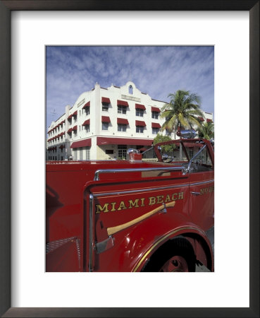 Fire Truck On Ocean Drive, South Beach, Miami, Florida, Usa by Robin Hill Pricing Limited Edition Print image