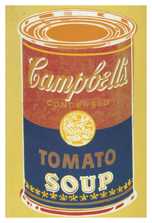 Colored Campbell's Soup Can, C.1965 (Red, Blue And Orange On Yellow) by Andy Warhol Pricing Limited Edition Print image