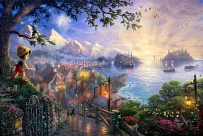 Pinocchio Wishes Upon A Star by Thomas Kinkade Pricing Limited Edition Print image