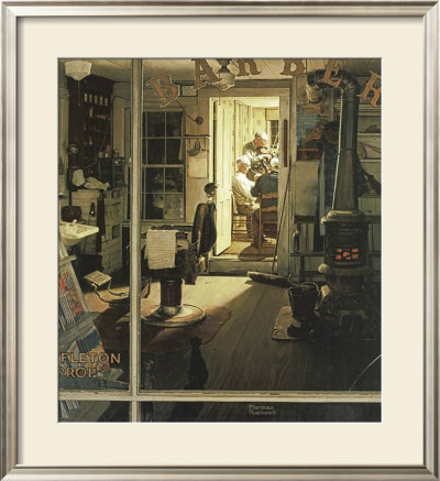 Shuffleton's Barbershop by Norman Rockwell Pricing Limited Edition Print image