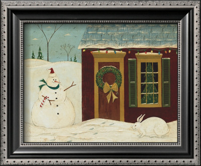 House With Snowman by Warren Kimble Pricing Limited Edition Print image