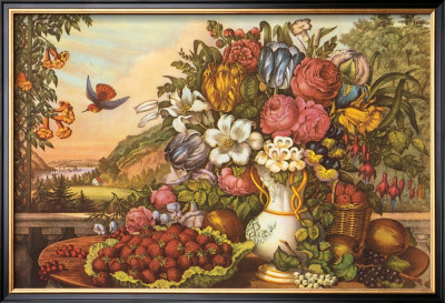 Landscape, Fruit And Flowers by Currier & Ives Pricing Limited Edition Print image
