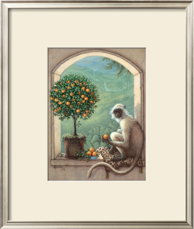 Monkey And Orange Tree by Janet Kruskamp Pricing Limited Edition Print image