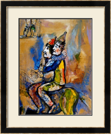 Two Clowns On A Horse-Back by Marc Chagall Pricing Limited Edition Print image