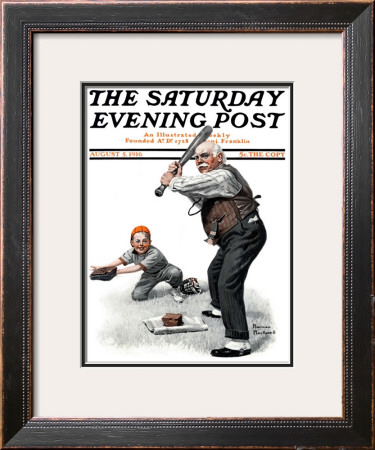 Gramps At The Plate Saturday Evening Post Cover, August 5,1916 by Norman Rockwell Pricing Limited Edition Print image