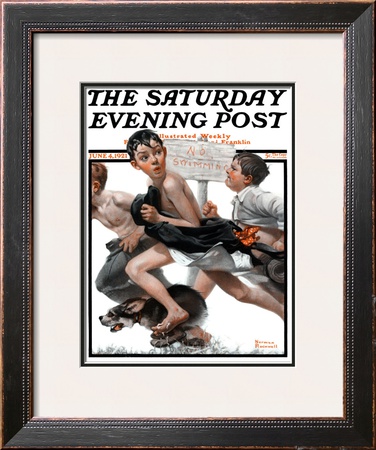 No Swimming Saturday Evening Post Cover, June 4,1921 by Norman Rockwell Pricing Limited Edition Print image