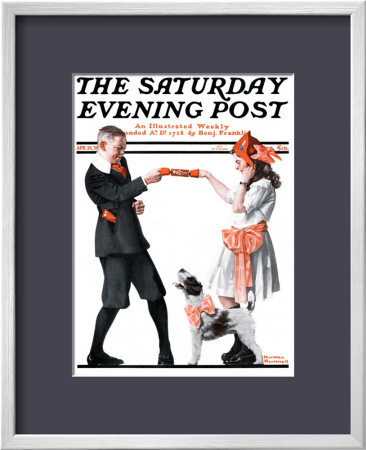 Playing Party Games Saturday Evening Post Cover, April 26,1919 by Norman Rockwell Pricing Limited Edition Print image