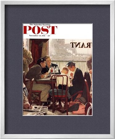 Saying Grace Saturday Evening Post Cover, November 24,1951 by Norman Rockwell Pricing Limited Edition Print image