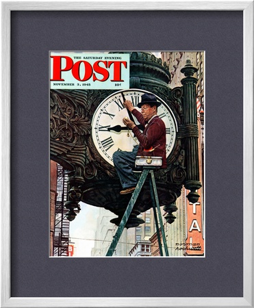 Clock Repairman Saturday Evening Post Cover, November 3,1945 by Norman Rockwell Pricing Limited Edition Print image