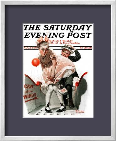 Cave Of The Winds Saturday Evening Post Cover, August 28,1920 by Norman Rockwell Pricing Limited Edition Print image