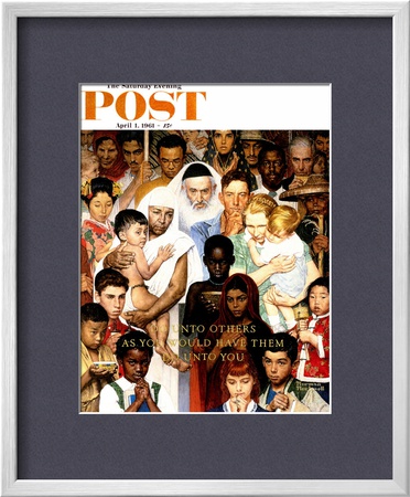 Golden Rule (Do Unto Others) Saturday Evening Post Cover, April 1,1961 by Norman Rockwell Pricing Limited Edition Print image